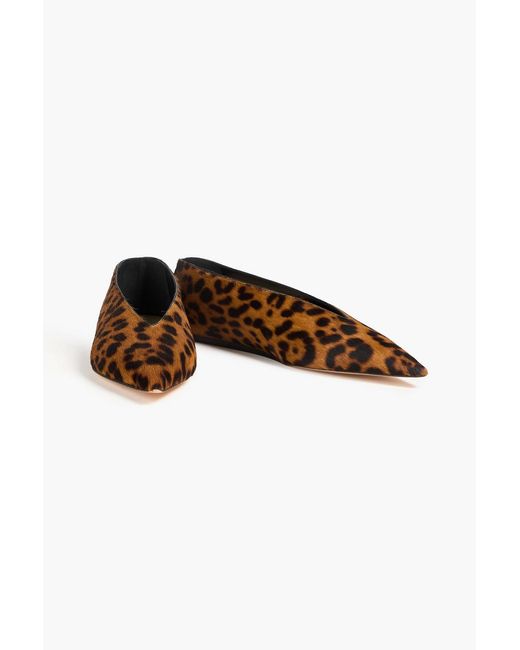 Le Monde Beryl White Babouche Leopard-print Calf Hair Point-toe Flats