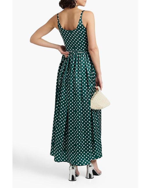HVN Green Florence Printed Satin Maxi Dress