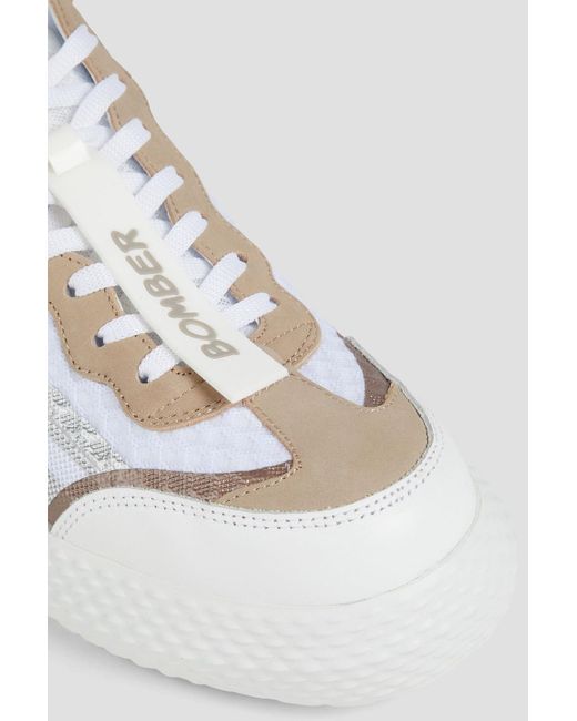 Emporio Armani White Leather And Mesh Sneakers for men