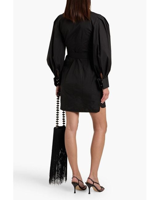 Carolina Herrera Black Cotton-Blend Poplin Mini Shirt Dress