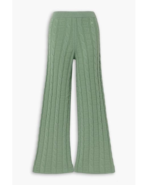 Acne Green Cable-knit Wool-blend Flared Pants
