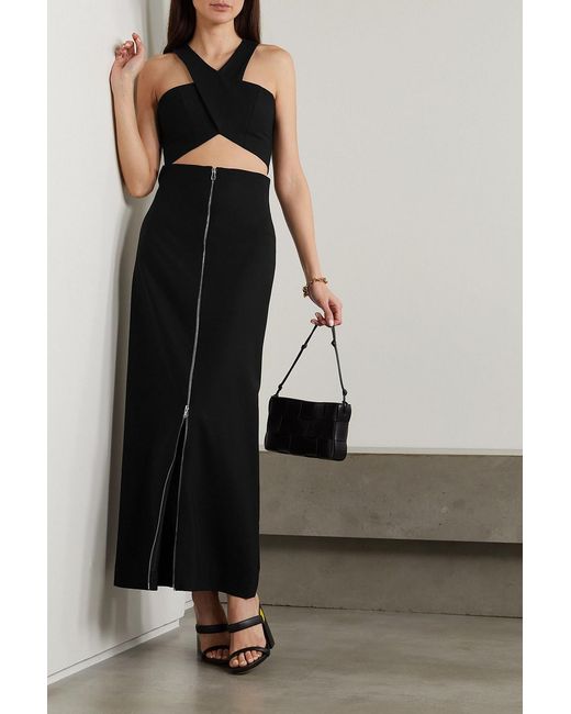 Gauchère Black Cropped Wool-blend Halterneck Top