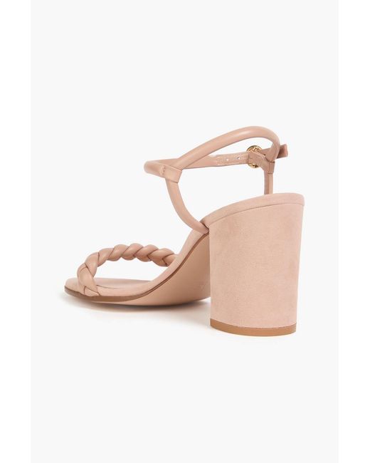 Gianvito Rossi Pink Woven Leather And Suede Sandals