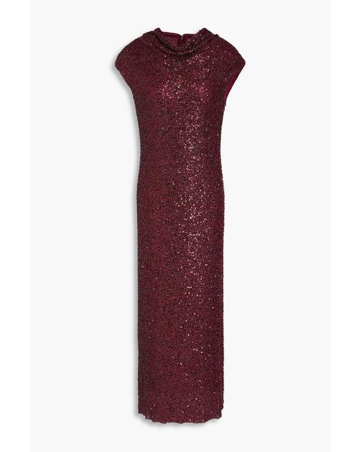 Jonathan Simkhai Purple Zaria Embellished Draped Midi Dress