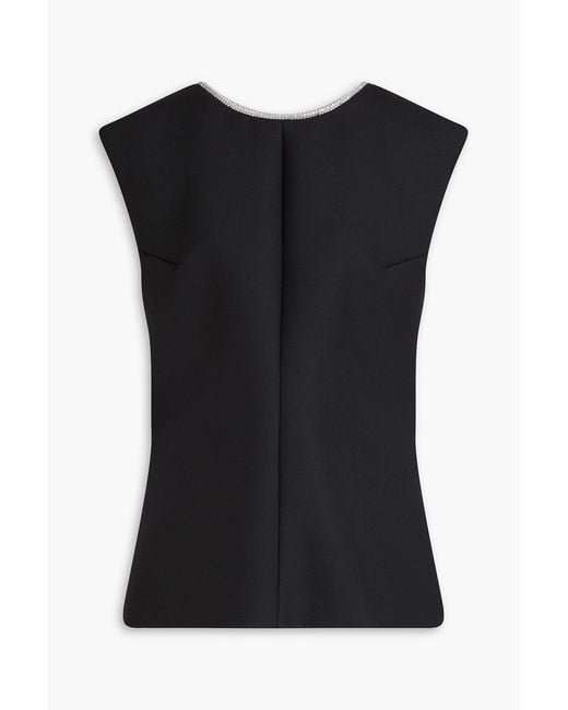 Rohe Black Crystal-Embellished Grain De Poudre Wool-Blend Top