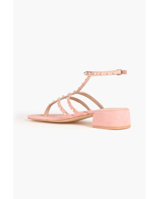Stuart Weitzman Pink Dancer Pearl 35 Embellished Suede Sandals