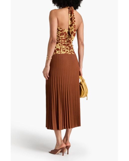 Nanushka Brown Printed Jersey Halterneck Top