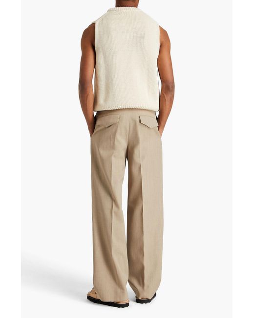 Jil Sander Natural Pleated Wool-twill Pants for men