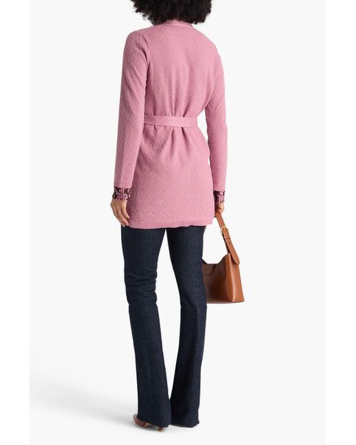 Missoni Pink Cardigan aus häkelstrick in metallic-optik