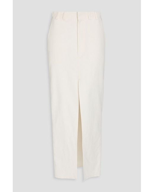 Brunello Cucinelli White Cotton And Linen-Blend Drill Maxi Skirt