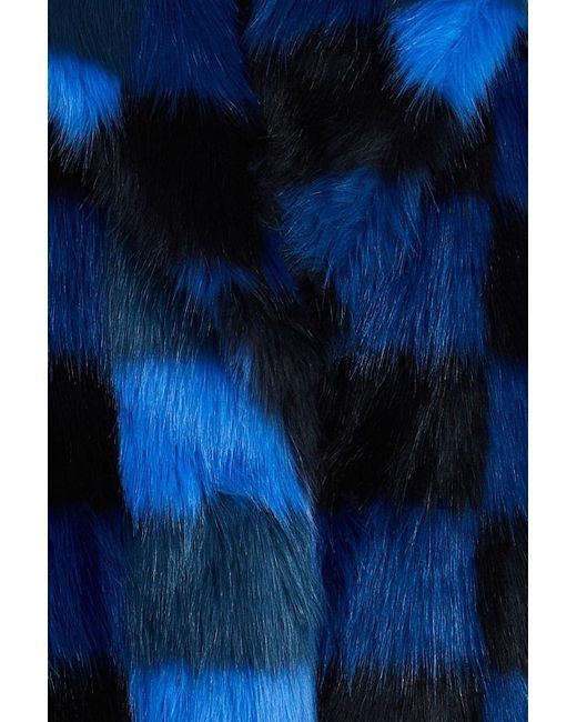 Stand Studio Blue Mio Checked Faux Fur Coat