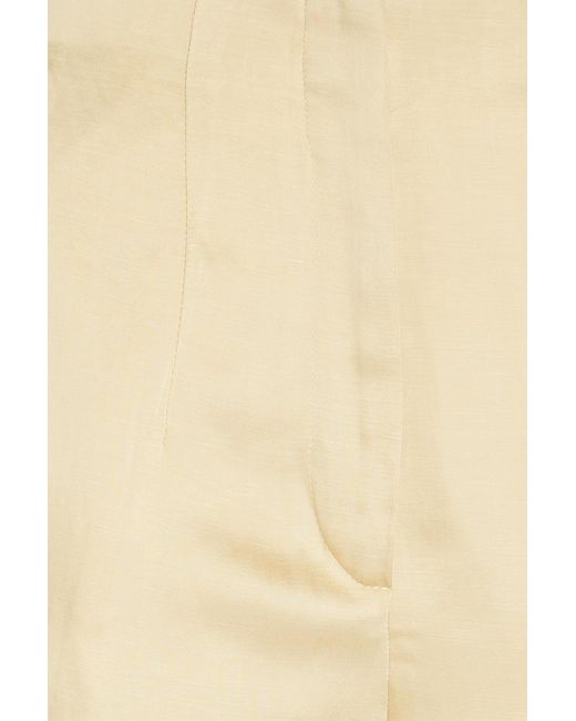 Sandro Natural Pleated Satin Wide-leg Pants