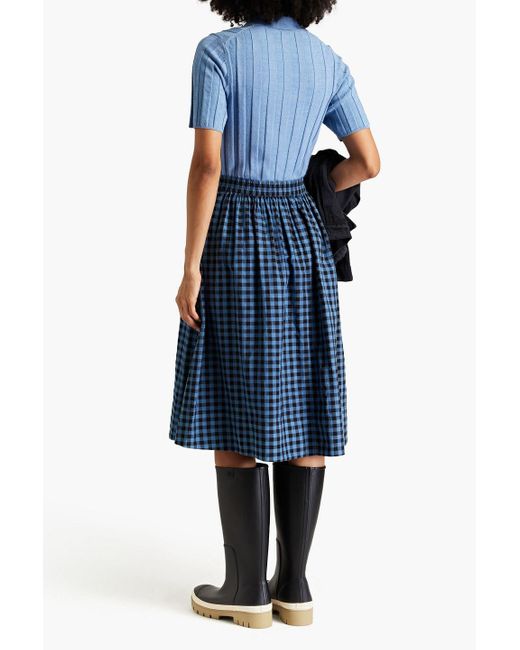 Alex Mill Blue Gathered Gingham Cotton Skirt