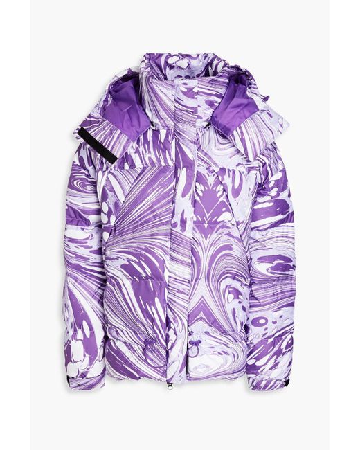 Adidas By Stella McCartney Purple Quilted Printed Shell Hooded Jacket