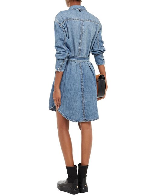 Rag & Bone Blue Belted Denim Mini Dress