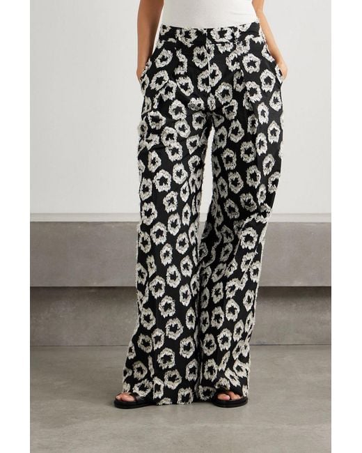 Ulla Johnson White Cai Pleated Fil Coupé Faille Wide-leg Pants