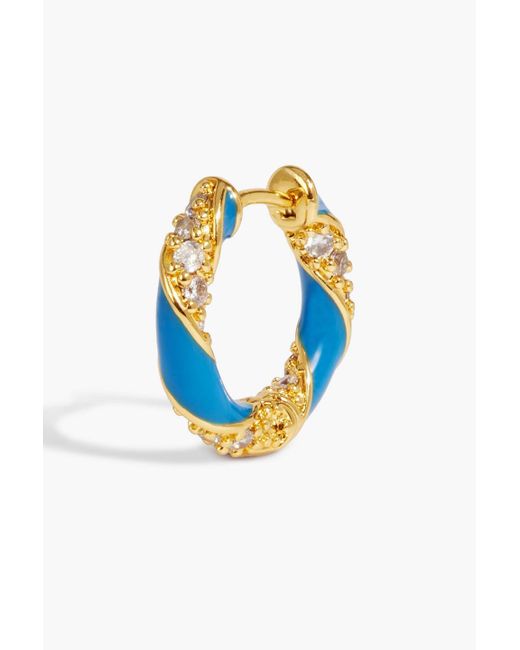Zimmermann Blue Gold-tone, Crystal And Enamel Hoop Earrings