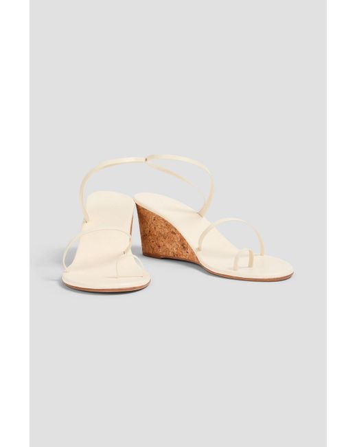 Ancient Greek Sandals White Chora Leather Wedge Sandals