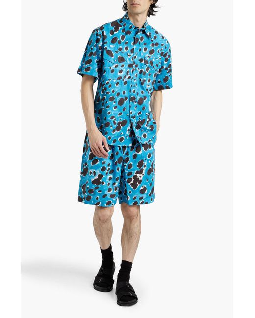 Marni Blue Printed Cotton Shorts for men