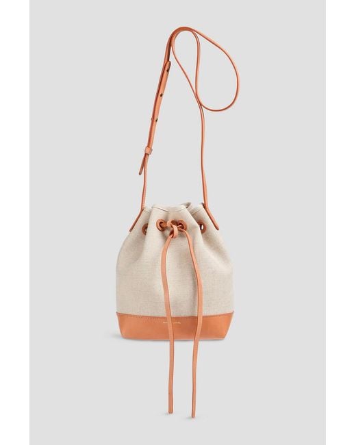 Mansur Gavriel Natural Leather-Trimmed Canvas Bucket Bag