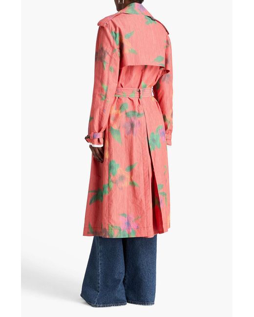 S.S.Daley Red Edna Printed Jacquard Trench Coat