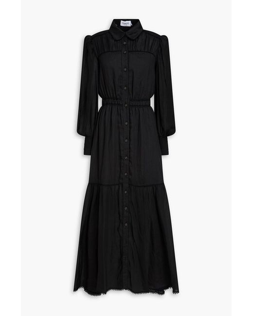 Charo Ruiz Black Vinnesy Ramie-Blend Midi Shirt Dress