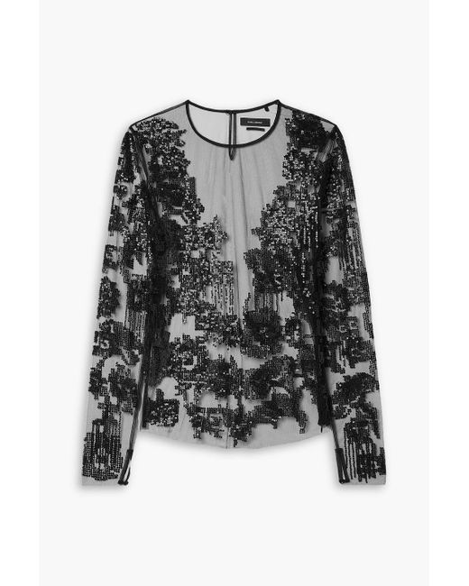 Isabel Marant Black Kimmy Sequin-embellished Mesh Top