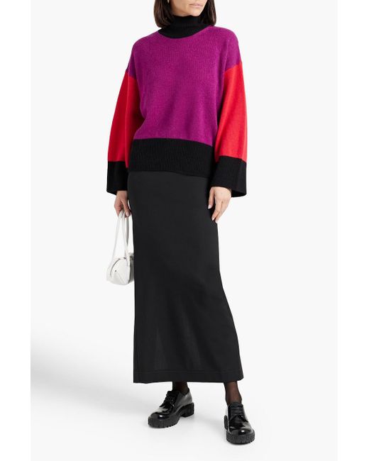 Marni Red Color-block Cashmere Turtleneck Sweater