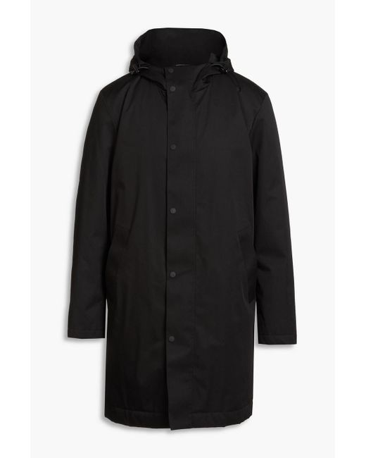 Sandro Black Gabardine Hooded Raincoat for men