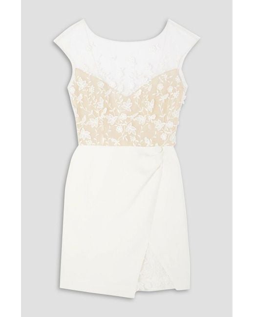 Rime Arodaky White Eleonora minikleid aus besticktem tüll und crêpe