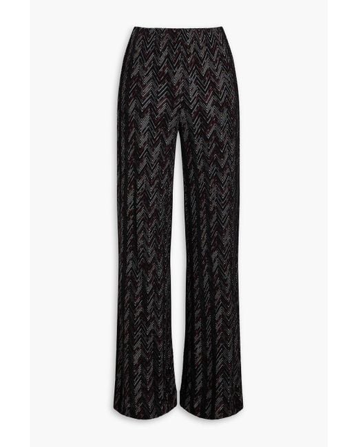 Missoni Black Crochet-knit Wool-blend Wide-leg Pants