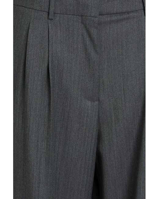 Officine Generale Gray Willow Herringbone Wool Straight-Leg Pants
