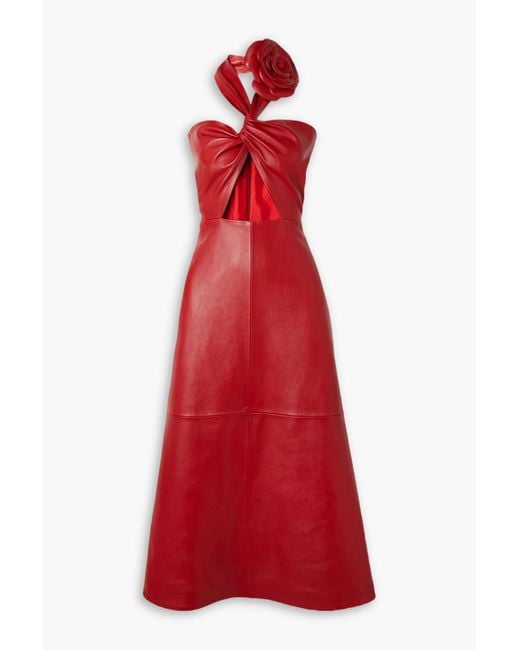Halter Neck Leather Midi Dress Uk Brown Faux Leather Strappy Midi Dress  River Island