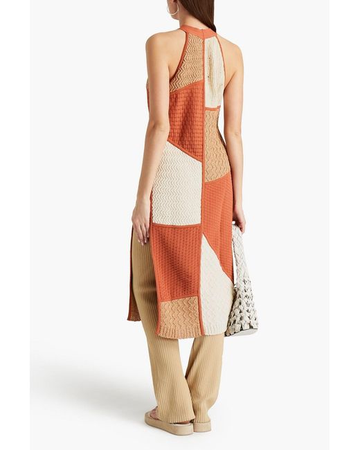 Nanushka Orange Patchwork-Effect Knitted Tunic