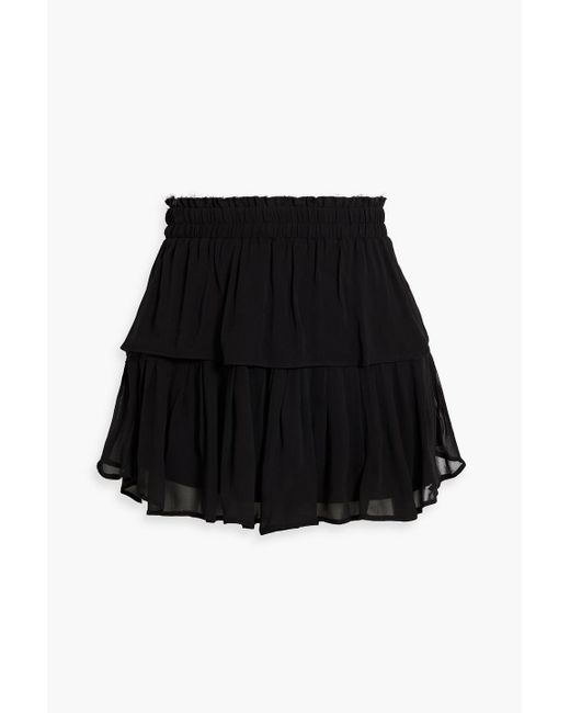 LoveShackFancy Black Tiered Ruffled Chiffon Mini Skirt
