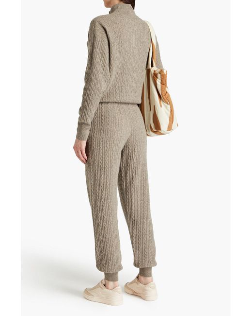 Sandro Natural Fox Cable-knit Wool And Alpaca-blend Turtleneck Sweater