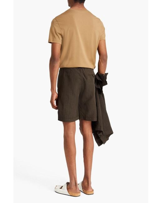 Frescobol Carioca Gray Felipe Herringbone Lyocell, Linen And Cotton-Blend Drawstring Shorts for men