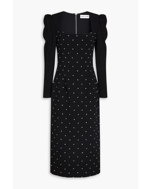 Rebecca Vallance Black After Hours Embellished Crepe Midi Dress