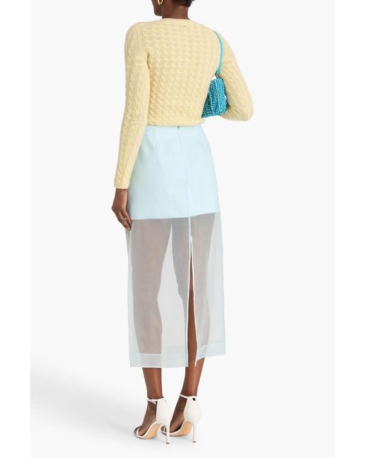 Zimmermann Blue Layered Silk-Georgette Midi Skirt