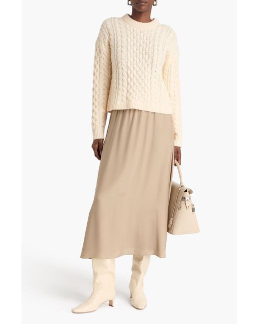 Theory Natural Cable-knit Wool And Cashmere-blend Sweater