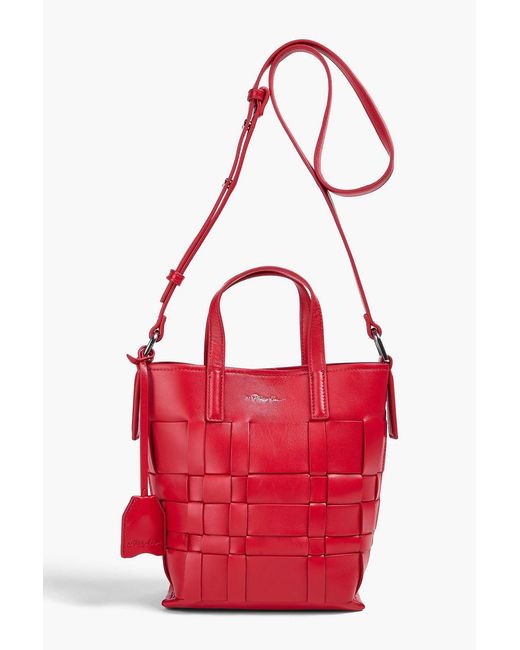 3.1 Phillip Lim Red Odita Woven Leather Bucket Bag