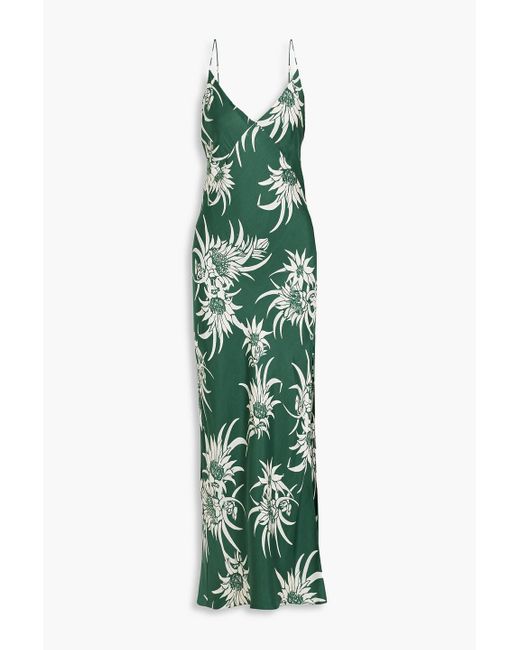 Rag & Bone Green Larissa Floral-print Silk-blend Charmeuse Maxi Slip Dress