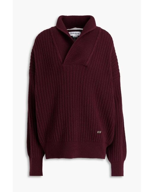 Victoria Beckham Red Ribbed Wool Sweater