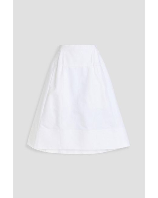 Tibi White Cotton-poplin Midi Skirt