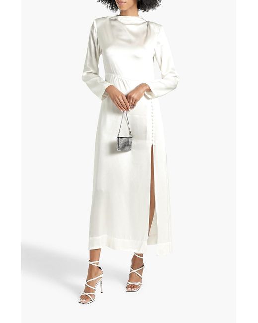 Envelope White Campania Button-detailed Silk Maxi Dress