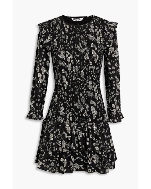 Walter Baker Synthetic Marisol Smocked Floralprint Voile Mini Dress in