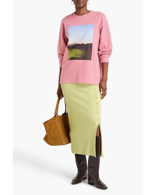 Rejina Pyo Pink Kieran Printed French Cotton-Blend Terry Sweatshirt
