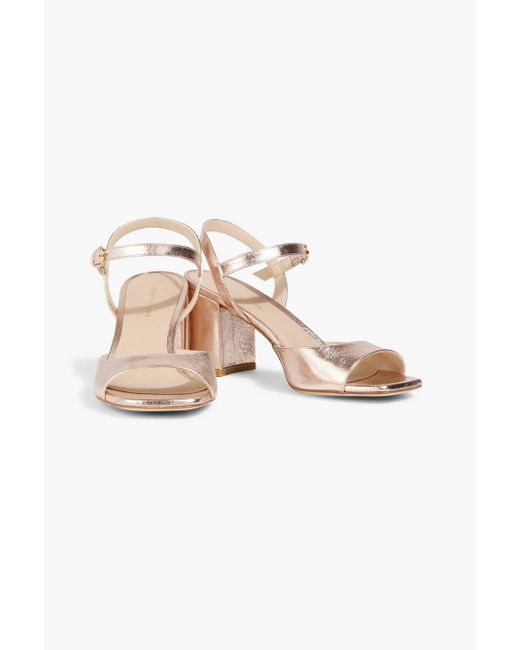 Stuart Weitzman Metallic Tia 75 Textured-Leather Sandals