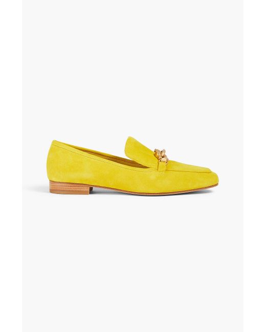Tory Burch Yellow Jessa loafers aus veloursleder mit verzierung