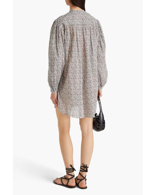 Isabel Marant Gray Mildi Floral-print Cotton-mousseline Mini Shirt Dress